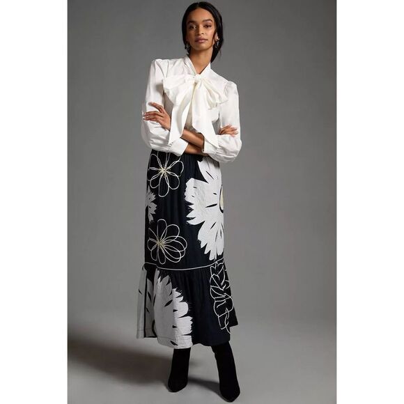 New Anthropologie x Maeve Tiered Floral Skirt Size XS - Picture 1 of 11